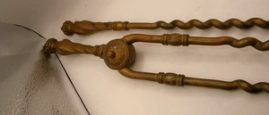 Antikes 2-teiliges Messing Feuerwerkzeug TWIST VINTAGE 19. JAHRHUNDERT - Bild 1 von 9