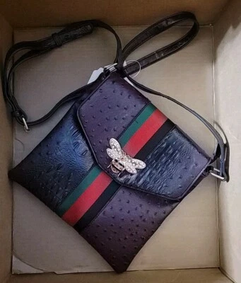 BOLSO DE MANO REPUBLIC VEGANO IMITACIÓN CUERO AVESTRUZ BANDOLERA BOLSO Foto 1 de 4