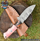Csfif Hand Forged Skinner Knife Twist Damascus Bone Micrata Bolster Hunting