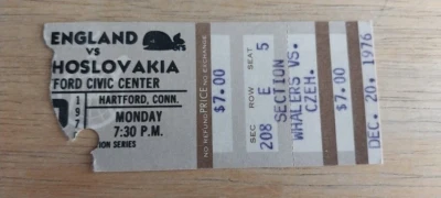 New England Whalers WHA Ticket Stub v Czechoslovakia December 20 1976 Hartford - Image 1 of 3
