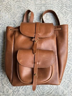 Mochila Madewell The Transport Mochila Grande Cuero Marrón Sillín Inglés Foto 1 de 4