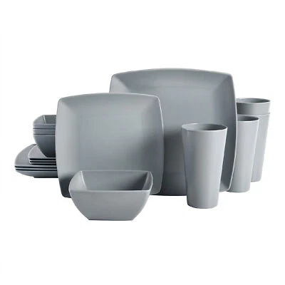 Gibson Home 16 Piece Melamine Dinnerware Set Plates, Bowls, & Cups (Open Box) - Image 1 of 4