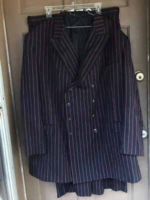 Falcone Suit 40L 34W (measures 38”)  Black With Red Stripes Black Double Breast - Image 1 of 4