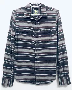 Modern Amusement Mens Small Horizontal Stripe Button Up Shirt Southwestern Aztec - Picture 1 of 6