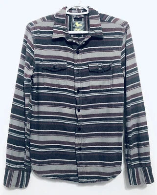 Modern Amusement Mens Small Horizontal Stripe Button Up Shirt Southwestern Aztec - Image 1 of 4