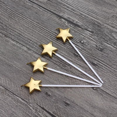 Star Candle Birthday Anniversary Party Cake Decoration Shiny Gold Smokeless x4 - Изображение 1 из 4