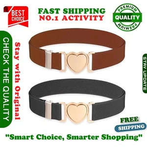 2 Pcs Elastic Belts for Toddler Kids Adjustable Girls Teens Stretch Belts with H - Picture 1 of 6