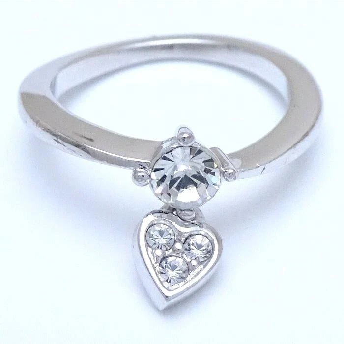 Anello A Cuore SWAROVSKI In Cristallo Misura 10.5 In Argento Placcato Gioielli - Immagine 1 di 4