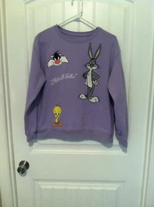 Looney Tunes XL 15-17 Juniors Purple Sweatshirt -Bugs Bunny, Tweety, Sylvester, - Picture 1 of 5