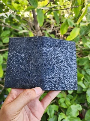 Black/Gray Genuine 100% Doubleside EXOTIC Leather Skin Men's Card Holder,Wallet - Image 1 of 4