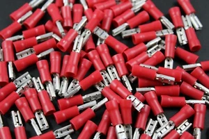 18-22 GAUGE 100 PK VINYL QUICK DISCONNECT FEMALE .187 TERMINAL CONNECTOR - Picture 1 of 3