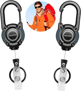 2 Pack Retractable Badge Holders, Badge Reels Heavy Duty Badge Clip with Carabin - Picture 1 of 12