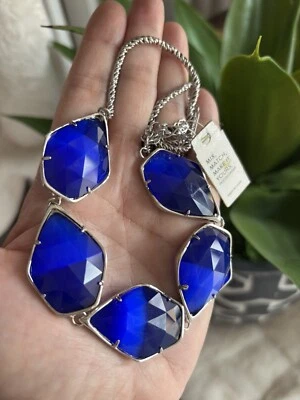 Kendra Scott Connely Collar Declaración Ojo de Gato Azul Cobalto Plata Connelly Foto 1 de 4