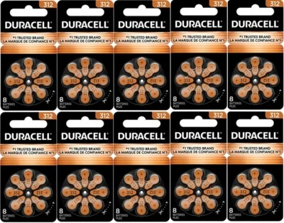 Duracell Activair Hearing Aid Batteries: Size 312 (80 Batteries) Exp 2029 - Image 1 of 3