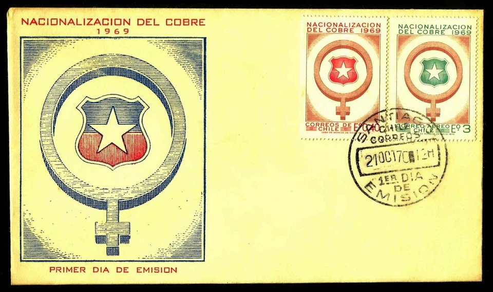 CHILE, COPPER NATIONALIZATION, FDC, YEAR 1969 - Image 1 of 1