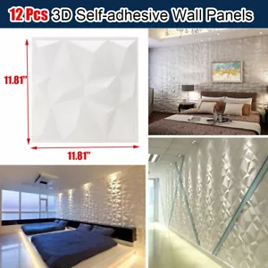 12Pcs/Set 3D Wall Panel PVC DIY Home Decor Wallpaper Background Decal 30x30CM US - Picture 1 of 10