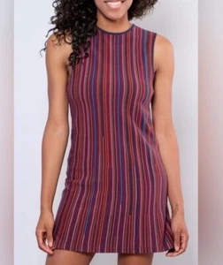 Mini abito smanicato donna taglia XL RVCA linea A maglia a righe nuovo con etichetta - Foto 1 di 21