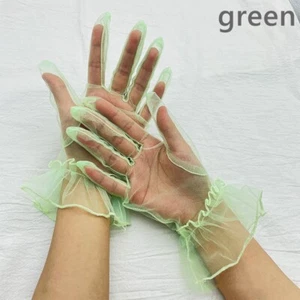1 pieza Guantes de novia para mujer malla transparente transparente con volantes para boda protección solar - Imagen 1 de 22