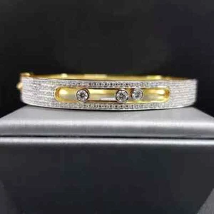 5Ct Round Cut Lab-Created Diamond Bangle Bracelet in 14k Yellow Gold Plated - Picture 1 of 4