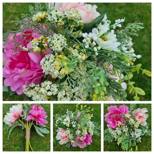 PFINGSTROSE GEMISCHT KÜNSTLICHER BLUMENSTRAUSS.NATÜRLICHER LOOK STRAUSS.STEHT 29 CM BREIT 24 CM - Bild 1 von 9