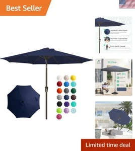 Elegant 10FT Navy Outdoor Umbrella with 8 Ribs & Crank for Sun Protection - Picture 1 of 9