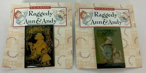 Vintage Raggedy Andy Marcella Set of 2 Lapel Pins Brooch Collectible Book Cover - Picture 1 of 2