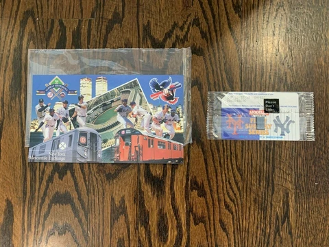 1997 First Subway Series Yankees Mets MetroCard NIP and Postcard Cover