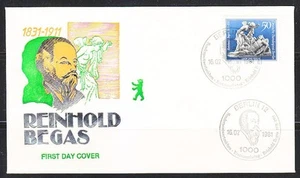 Germany Berlin 1981 FDC cover Sculptor Reinhold Begas Mi 647 Sc 9N465 - Picture 1 of 1