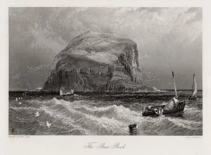 Bass Rock in der Nordsee, Echter Stahlstiich um 1875 - Picture 1 of 2