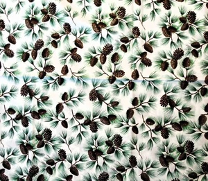 Jo-Ann Stoff Baumwolle Weihnachtsstoff mit Tannenzapfen halber Hof 20" x WOF - Bild 1 von 4