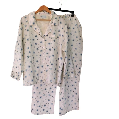 NUEVO Conjunto de pijama de satén floral manga larga Ella Simone para mujer talla 2X Foto 1 de 4