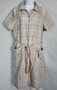 VTG Women's 60s / 70s belted Dress Summer Time Orange zip Up Light Weight - Picture 1 of 8