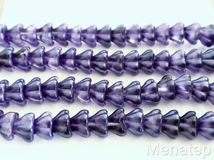 25 8 mm Czech Glass Bell Flower Beads: Coated - Purple Salvia - Picture 1 of 1