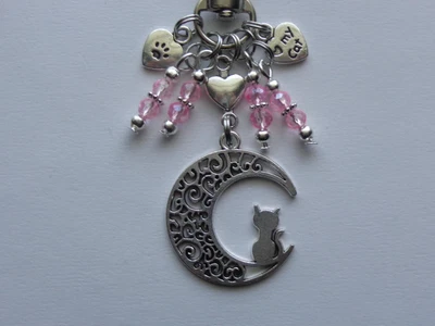CRESENT MOON CAT LOVE MY CAT LLAVERO BOLSO ENCANTO COCHE ENCANTO PÁGINA ENCANTO Foto 1 de 4