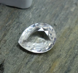White Sapphire Certified Faceted Stone Mined Sapphire Loose Stone 8.4ct Pear Cut - Picture 1 of 8