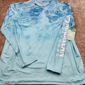 Magellan Outdoors Mens Fish Gear Long Sleeve Reversible T Shirt Aqua L - Picture 1 of 6