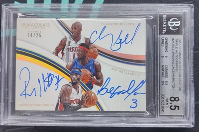 2016-17 Immaculate Chauncey Billups Ben Wallace Richard Hamilton /25 Triple Auto - Image 1 of 4