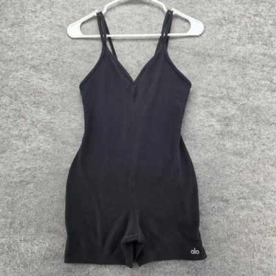 Body Unitard de una pieza con correa de espagueti negro pequeño para mujer Alo Yoga Foto 1 de 4