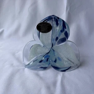 Genuino Italiano Flor Vidrio Soplado Murano Azul Blanco Color Tonos Italia Nº 695 - Imagen 1 de 12