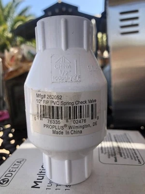 PROPLUS 262052 1/2"  FIP PVC Spring Check Valve New LOT 10 TOTAL - Image 1 of 2