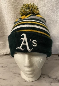 Oakland Athletics Beanie Hat MLB A's Baseball Winter Pom Knit Embroidered - Picture 1 of 5