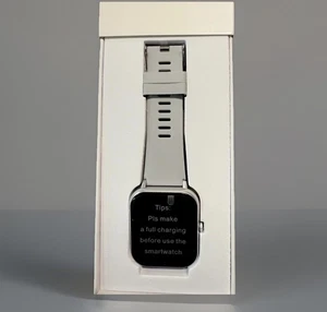 Smartwatch 44mm Silver Silicone Smartwatch Band Compatible with Android Or iOS - Picture 1 of 5