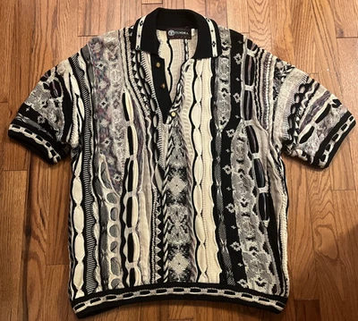 Vintage Tundra Canada 3D Coogi Style Sweater Men’s L Large 90s Textured Short SS - Image 1 of 4