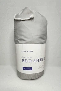 Acogedora casa sábanas de lujo 4 piezas plata queen - Imagen 1 de 6