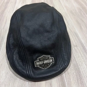 Harley Davidson Leder Zeitungsjungen Cap Mütze Motorrad Biker flach Gatsby - Bild 1 von 10