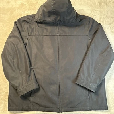 Croft & Barrow Hombre Talla XXL Negro Impermeable Doble Forrado Chaqueta Capucha *leer* Foto 1 de 4