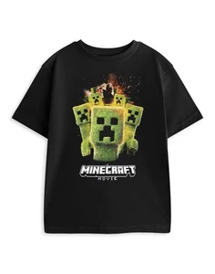 Camiseta Minecraft Negra Fotográfica Creeper Manga Corta Niños - Imagen 1 de 9