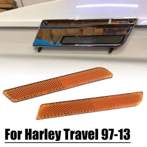 Saddlebag Guard Reflector For Harley Latch Covers Touring Electra Glide Yellow - Picture 1 of 9