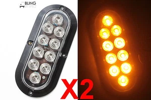2 AMBER 6" Oval FLANGE SURFACE MOUNT LED Turn Tail Parking Light Trailer Truck - Imagen 1 de 5