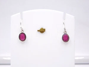 2.40 Gm Lab-Created Ruby Cut Stone 925 Sterling Silver Handmade Earring Size 1' - Picture 1 of 4
